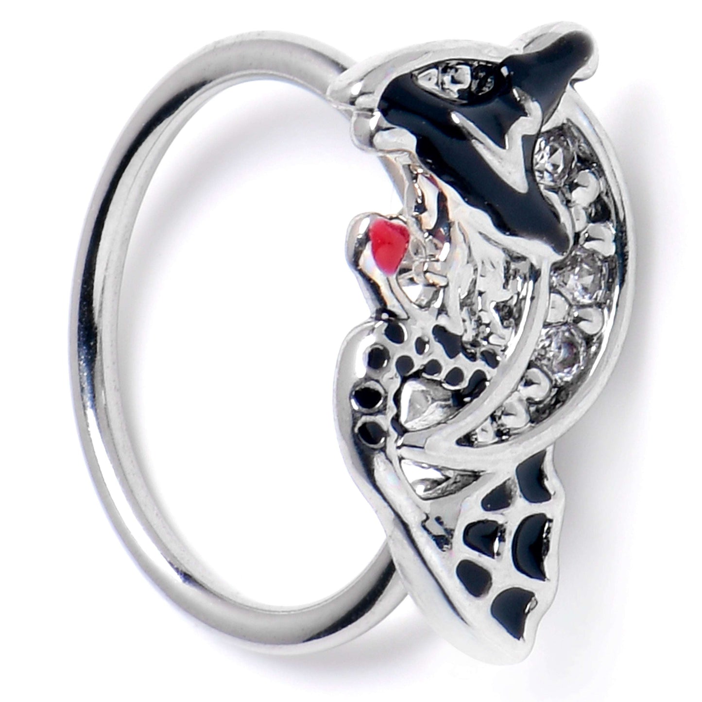20G 5/16 Clear CZ Gem Crescent Moon Witch Halloween Nose Hoop