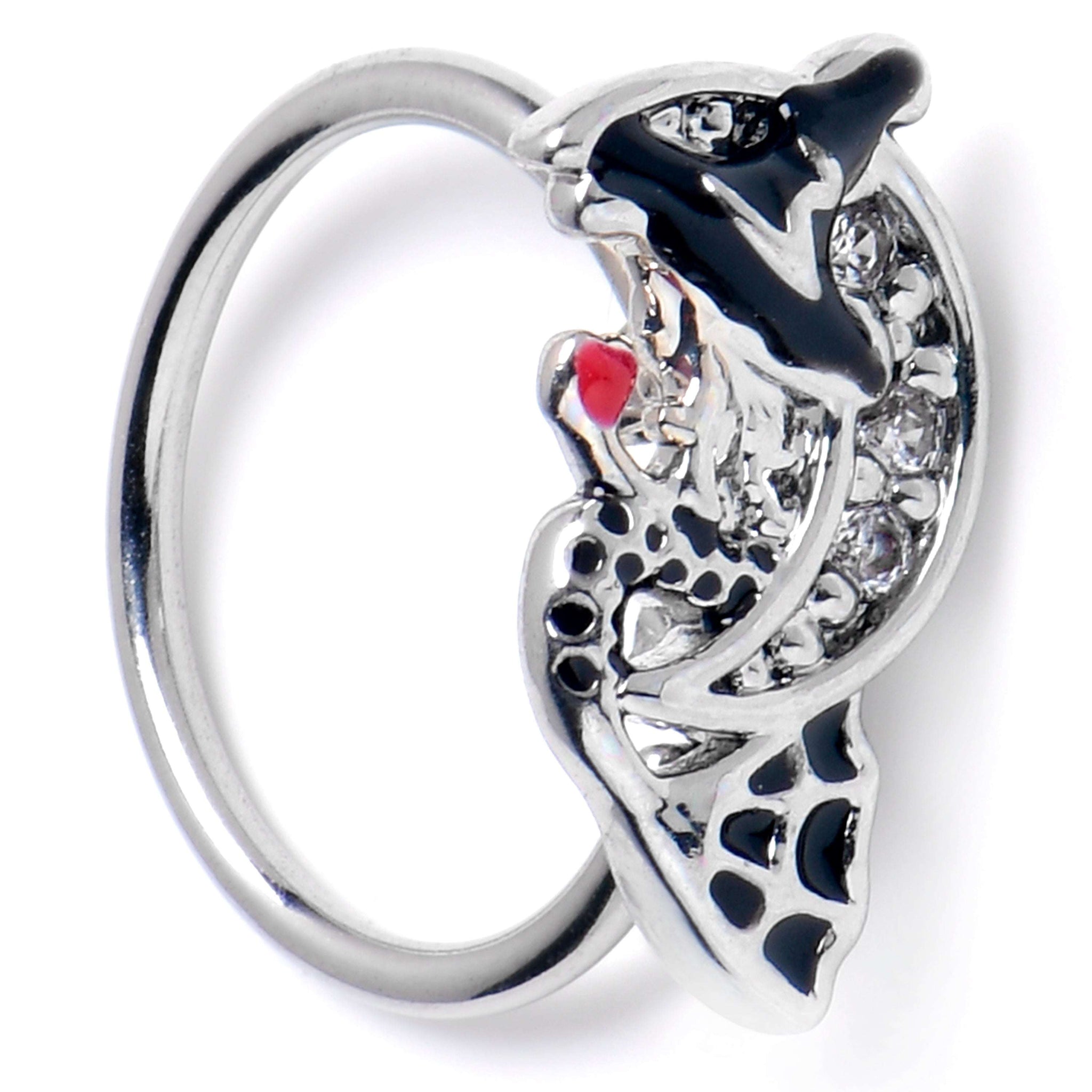 20G 5/16 Clear CZ Gem Crescent Moon Witch Halloween Nose Hoop