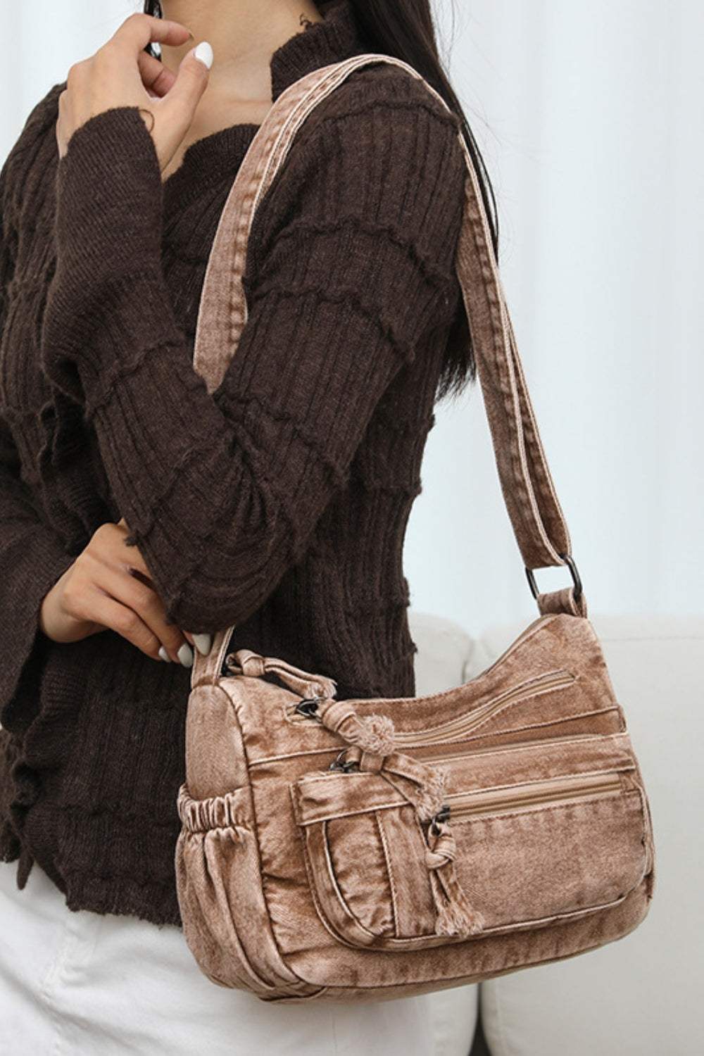 Adjustable Strap Denim Crossbody Bag - Trendsi - Flyclothing LLC
