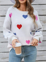 Angel Wings Heart Round Neck Long Sleeve Sweater - Trendsi - Flyclothing LLC