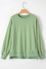 Round Neck Long Sleeve Sweatshirt - Trendsi - Flyclothing LLC