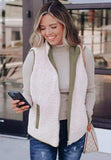 Fuzzy Zip Up Vest Coat with Pockets - Trendsi - Flyclothing LLC