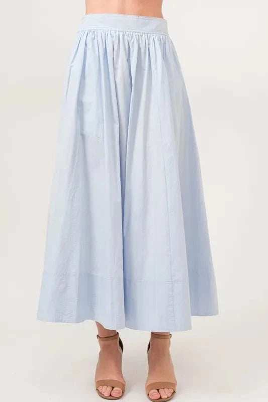 And The Why A-line Flowing Elastic Back Midi Skirt - Trendsi - Flyclothing LLC