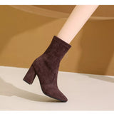Point Toe Block Heels Boots - Trendsi - Flyclothing LLC