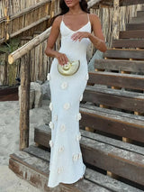 Flower Maxi Sweater Cami Dress - Trendsi - Flyclothing LLC