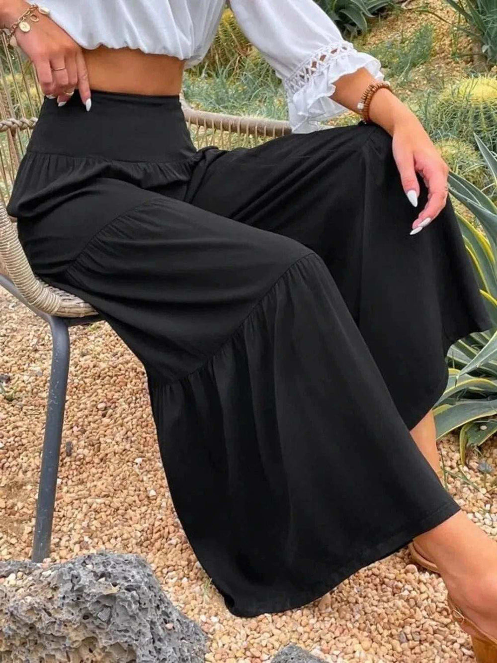 High Waist Wide Leg Pants - Trendsi - Flyclothing LLC