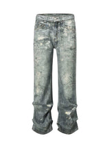 Men's Washed Printed Straight Jeans - Trendsi - Flyclothing LLC