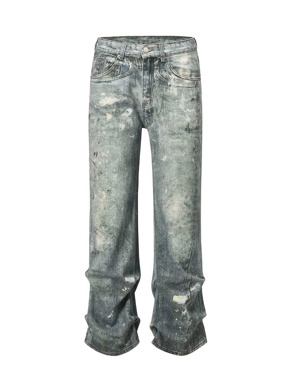 Men's Washed Printed Straight Jeans - Trendsi - Flyclothing LLC