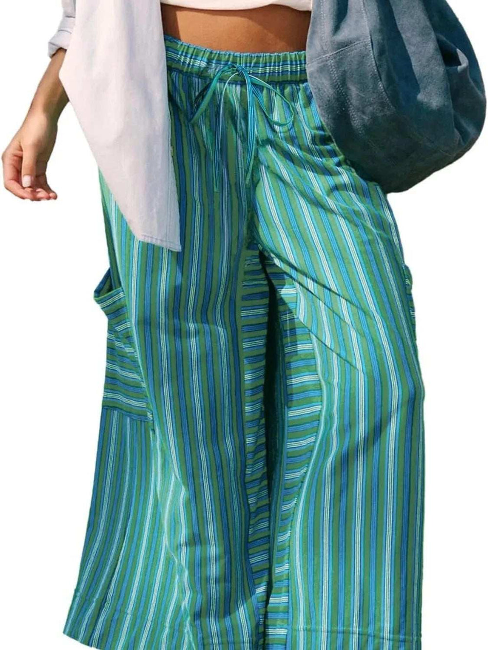 Contrast Striped Wide leg Pants - Trendsi - Flyclothing LLC
