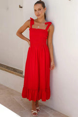 Ruffled Smocked Ruffle Hem Sleeveless Dress - Trendsi - Flyclothing LLC