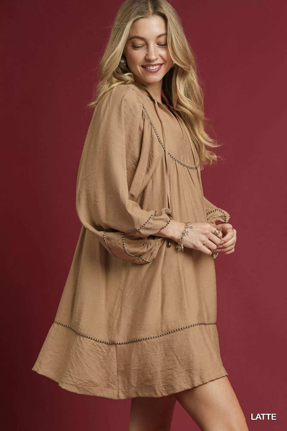 Umgee Boho Peasant Mini Dress with Trim Detail - Trendsi - Flyclothing LLC