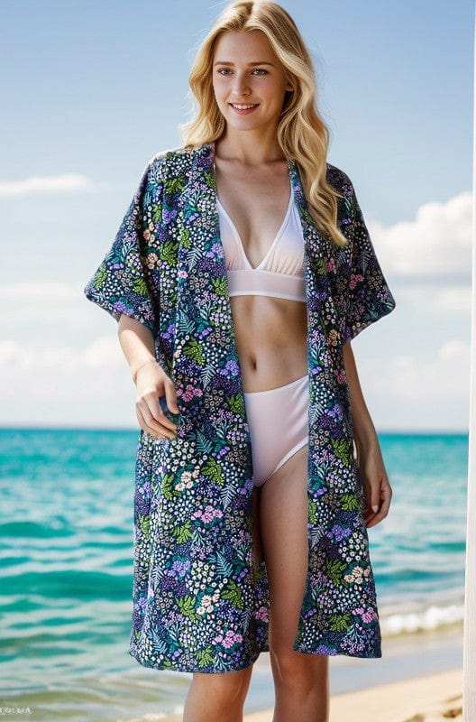 Heimish Full Size Half Sleeve Floral Open Cardigan Plus Size - Trendsi - Flyclothing LLC