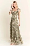 Jade By Jane Ruffle Sleeve Tiered Maxi Dress - Trendsi