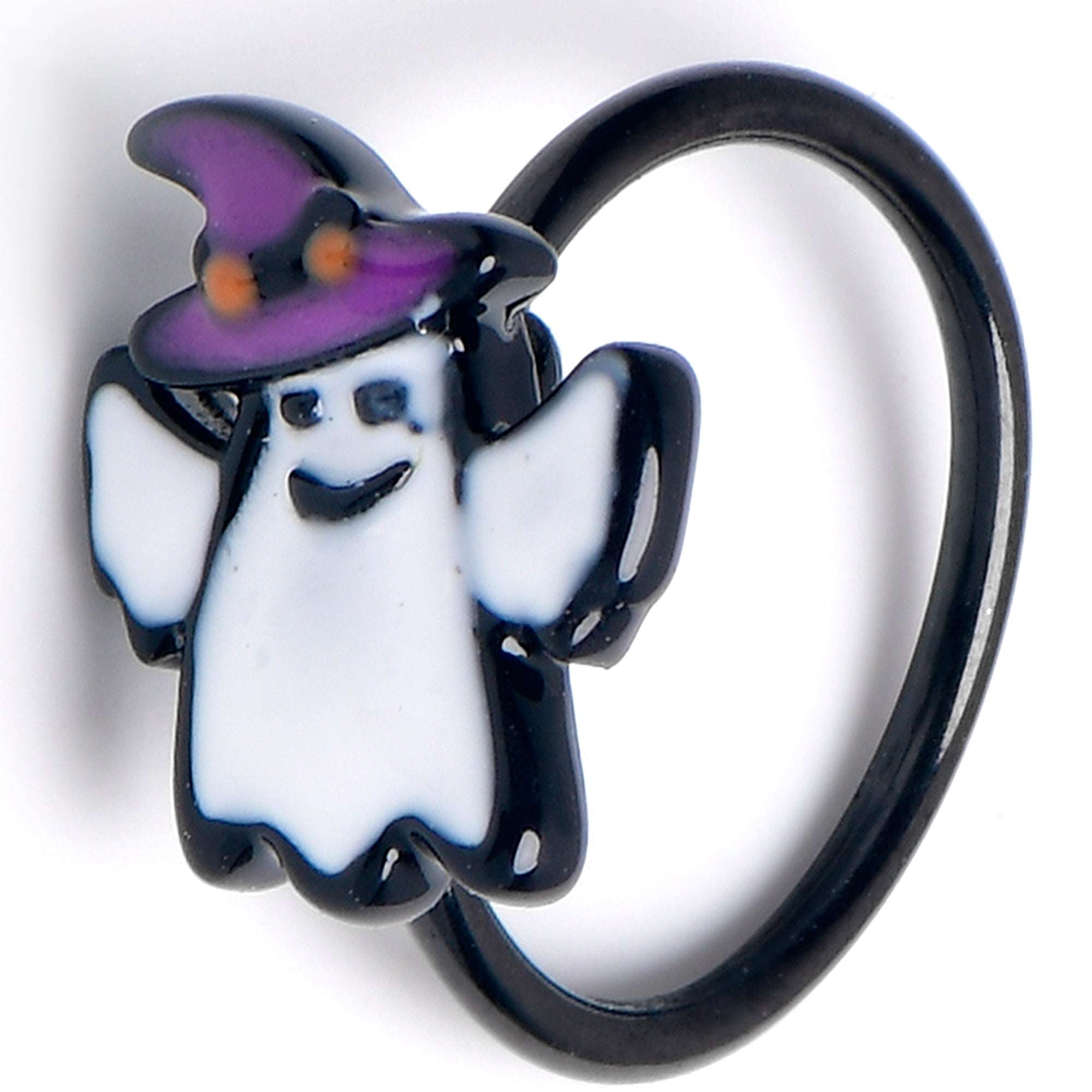 20G 5/16 Black Witch Hat Ghost Nose Hoop