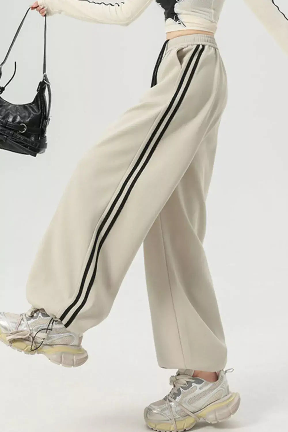 Wide Leg Side Striped Pants - Trendsi - Flyclothing LLC