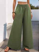 Perfee Smocked Wide Leg Pants - Trendsi - Flyclothing LLC