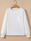 Exposed Seam Chest Pocket Knit Pullover Sweatshirt - Trendsi - Flyclothing LLC