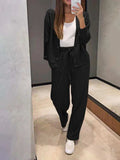 Full Size Button Up Long Sleeve Top and Pants Set - Trendsi - Flyclothing LLC