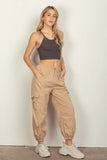 VERY J Elastic Waist Woven Cargo Pants - Trendsi