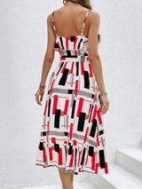 Ruffled Printed Tie Waist Midi Dress - Trendsi - Flyclothing LLC