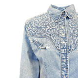 Rockmount Ranch Wear womens floral embroidered vintage denim shirt 7859 d blu sml - Rockmount Clothing - Flyclothing LLC