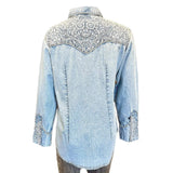 Rockmount Ranch Wear womens floral embroidered vintage denim shirt 7859 d blu sml - Rockmount Clothing - Flyclothing LLC