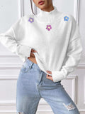Flower Turtleneck Long Sleeve Sweater - Trendsi - Flyclothing LLC