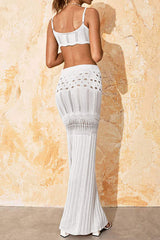 Openwork Scoop Neck Spaghetti Strap Swimsuit Cover-Up Set - Trendsi - Flyclothing LLC