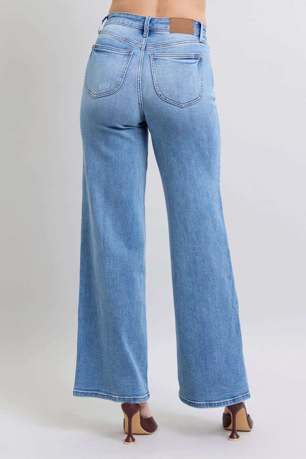 Judy Blue Full Size Wide Leg Jeans with Pockets - Trendsi - Flyclothing LLC