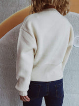 Round Neck Half Zip Long Sleeve Sweater - Trendsi - Flyclothing LLC