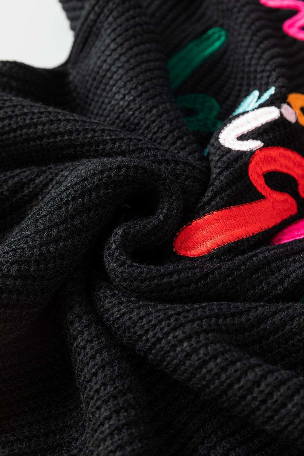 MERRY & BRIGHT Ribbed Round Neck Sweater - Trendsi - Flyclothing LLC