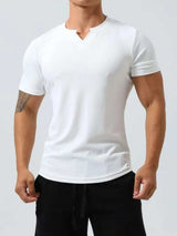 Men's Plus Size Notched Short Sleeve T-Shirt - Trendsi - Flyclothing LLC