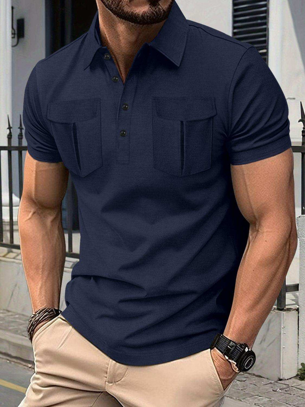 Men's Full Size Collared Short Sleeve Polo Plus Size - Trendsi - Flyclothing LLC