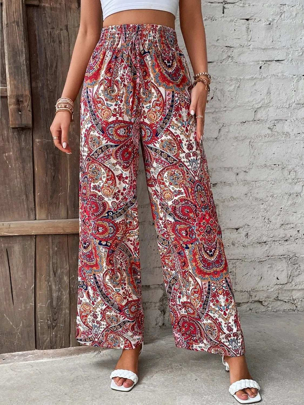 Printed Wide Leg Pants - Trendsi - Flyclothing LLC