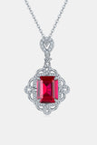 925 Sterling Silver Ruby Pendant Necklace - Trendsi