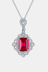 925 Sterling Silver Ruby Pendant Necklace - Trendsi