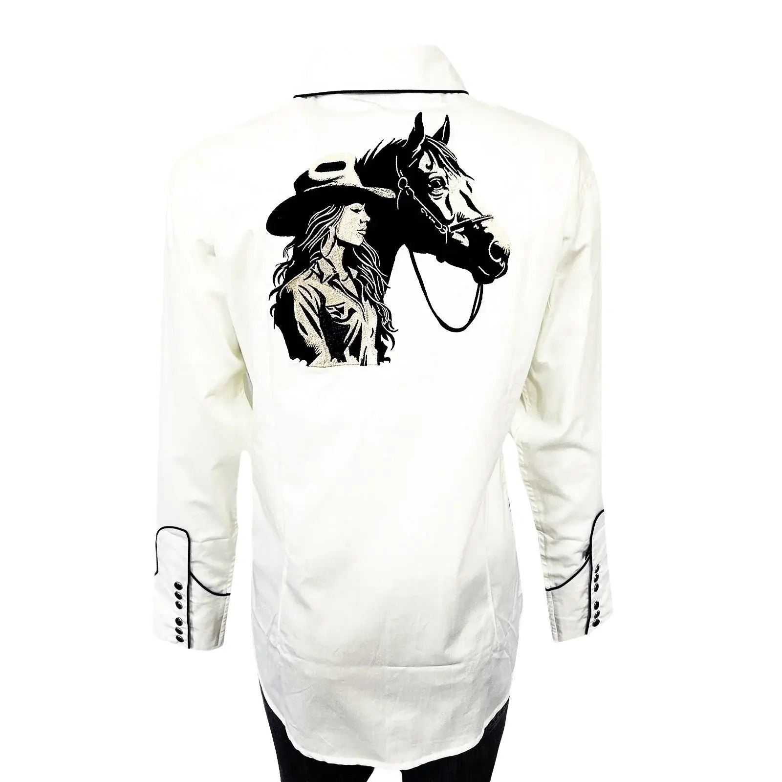 Women’s Ivory Cowgirl & Horse Embroidered Western Shirt - Rockmount Ranch Wear - Flyclothing LLC