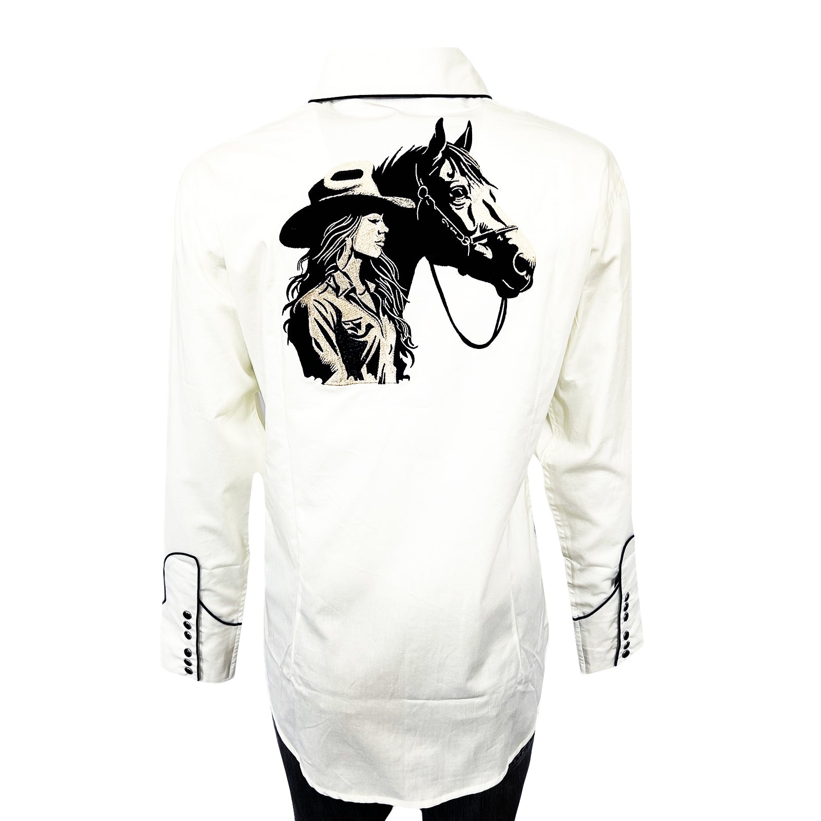 Rockmount Ranch Wear Kid's Ivory Cowgirl & Horse Embroidery Western Shirt - Rockmount Clothing - Flyclothing LLC