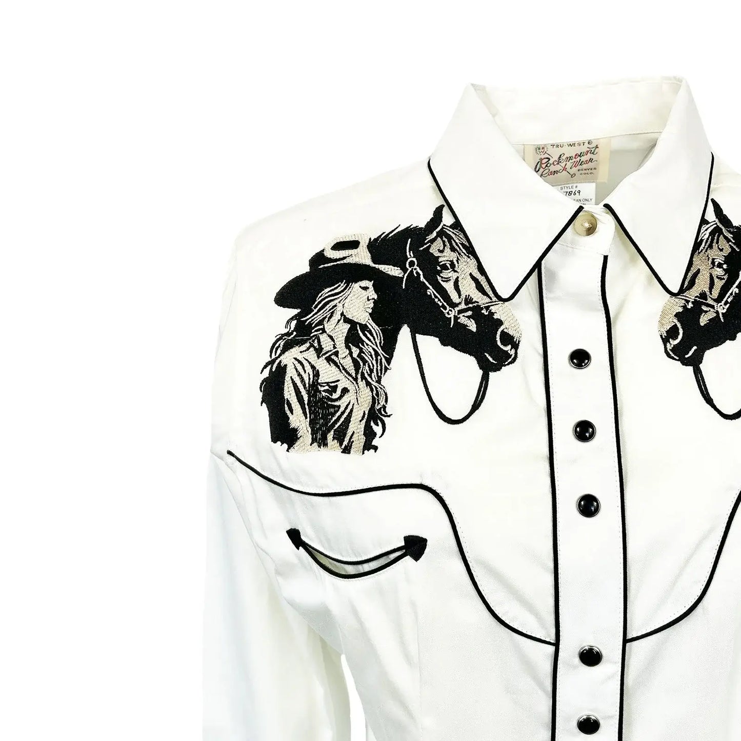 Women’s Ivory Cowgirl & Horse Embroidered Western Shirt - Rockmount Ranch Wear - Flyclothing LLC