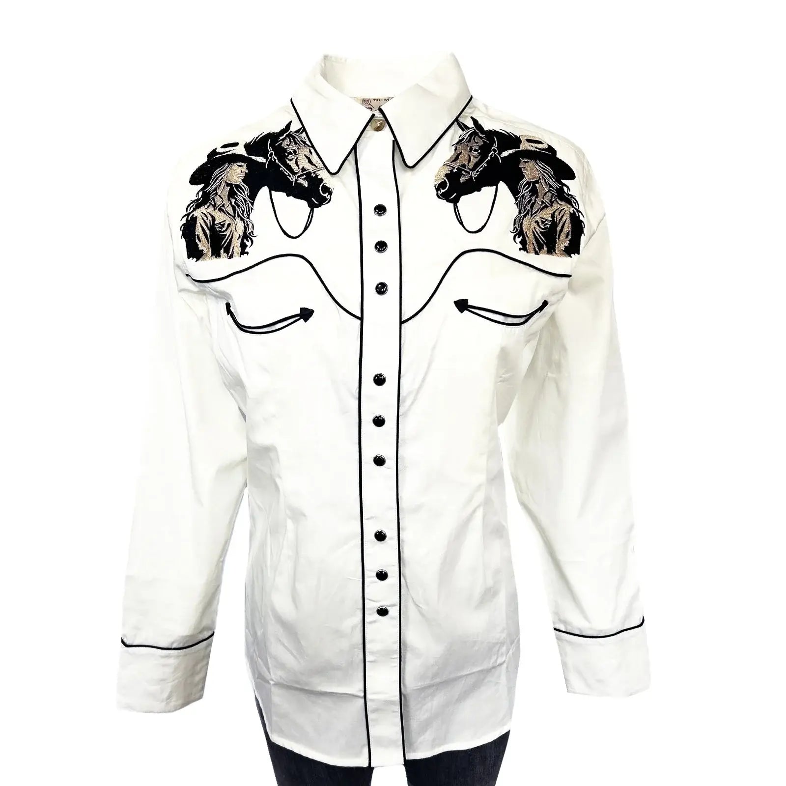 Women’s Ivory Cowgirl & Horse Embroidered Western Shirt - Rockmount Ranch Wear - Flyclothing LLC