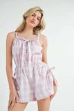 MABLE Plaid Sleeveless Button Down Romper - Trendsi - Flyclothing LLC
