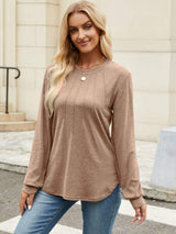 Round Neck Long Sleeve T-Shirt - Trendsi - Flyclothing LLC