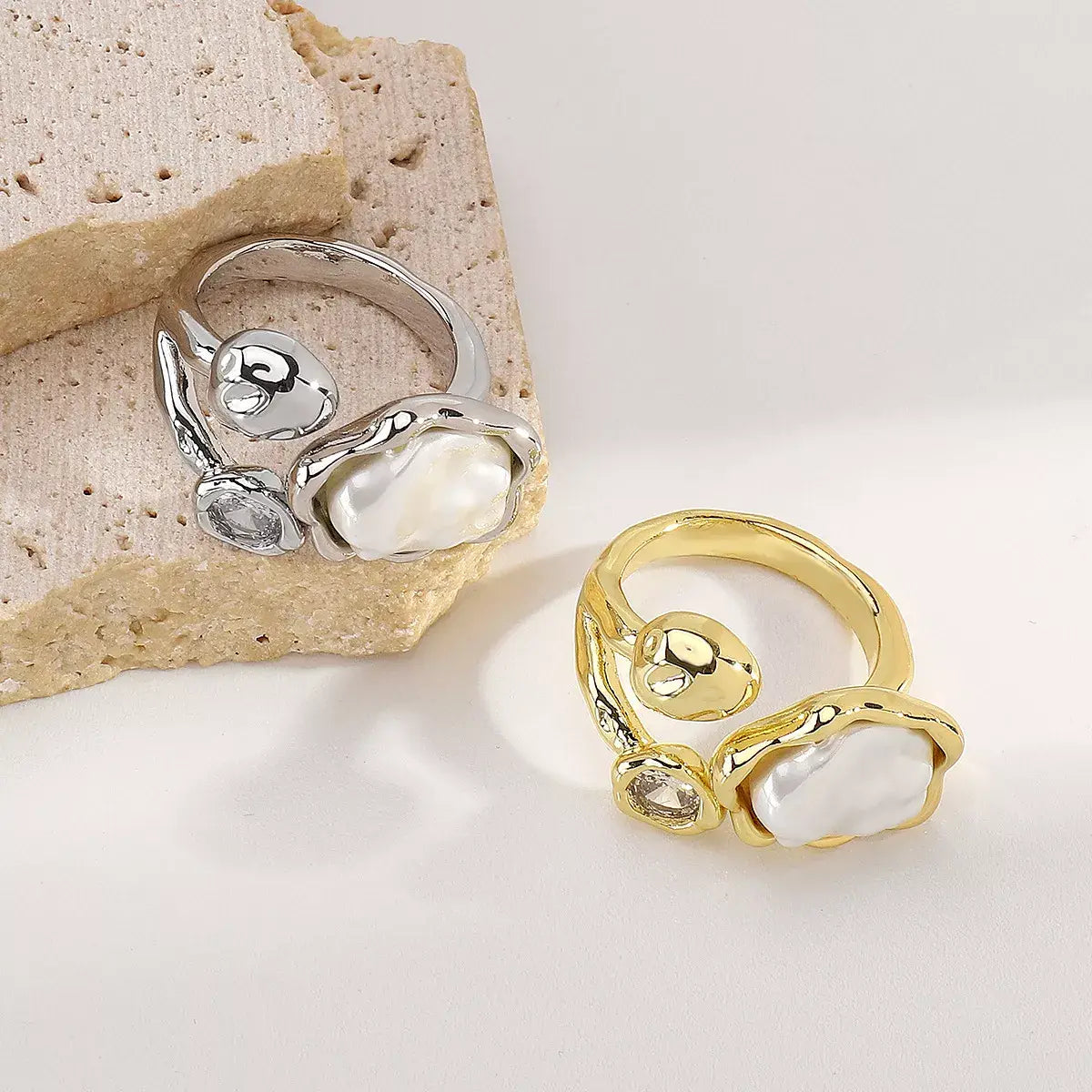 Irregular Pearl Open Ring - Trendsi - Flyclothing LLC