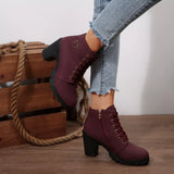 Lace Up Block Heels Boots - Trendsi - Flyclothing LLC