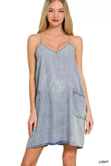 Zenana Enzyme Stone Washed Lyocell Mini Dress - Trendsi - Flyclothing LLC