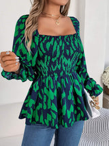 Square Neck Flounce Sleeve Blouse - Trendsi - Flyclothing LLC