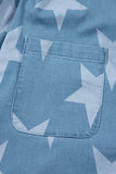Star Print Square Neck Denim Overalls - Trendsi - Flyclothing LLC
