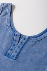 Mineral Wash Ribbed Notch Neck Tank - Trendsi - Flyclothing LLC