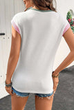 Contrast Trim Ribbed Knit Sleeveless Top - Trendsi - Flyclothing LLC