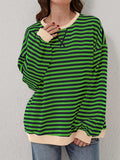 Contrast Striped Long Sleeve Sweatshirt - Trendsi - Flyclothing LLC